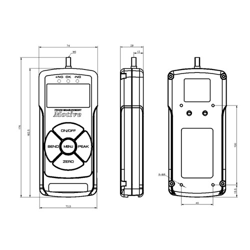 MTM系列內置傳感器推拉力計結構尺寸圖